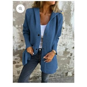 NEW!  Casual Single-Breasted Hooded Women's Jacket Coat, 3XL